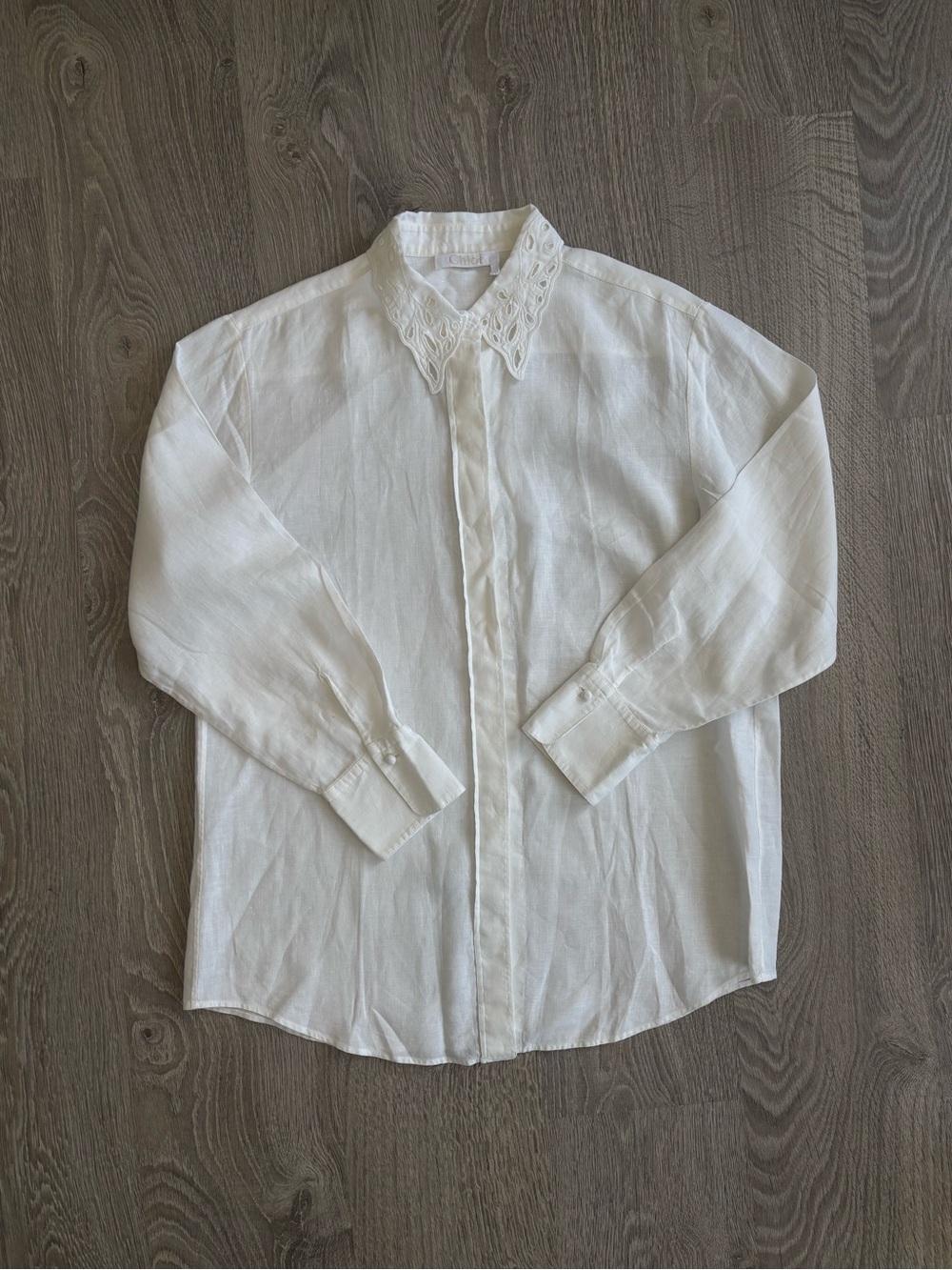 Chloé - White Lace-Collar Button-Down Dress Shirt